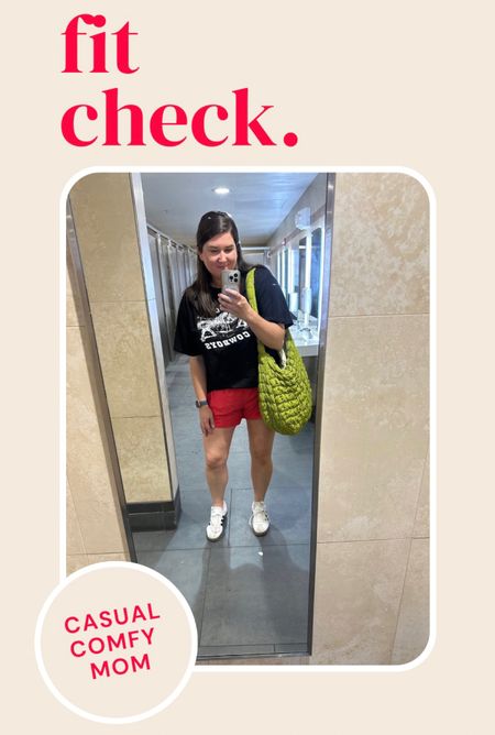 Casual mom fit check for a day of errands. My fave $10 walmart shorts, *comfy* adidas sneakers, giant bag + graphic tee 

Mom style, Amazon style, walmart style, comfy mom

#LTKitbag #LTKActive #LTKshoecrush