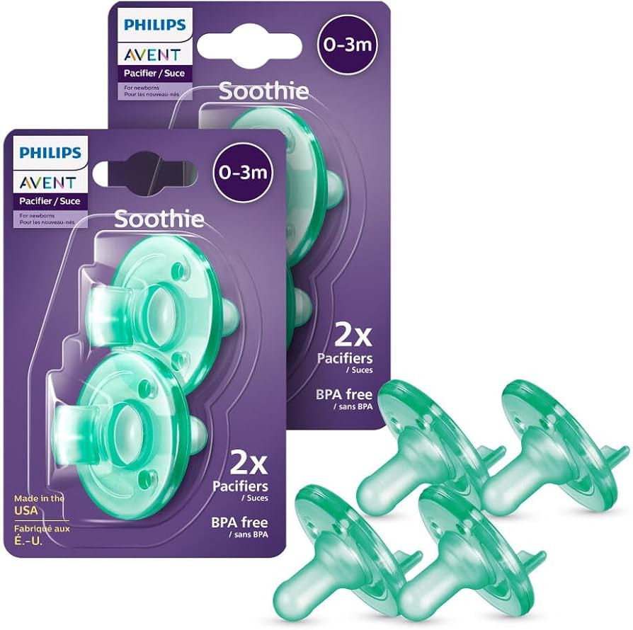 Philips Avent Soothie 0-3 Months Orthodontic Baby Pacifiers, 100% Silicone Pacifiers, One Piece, ... | Amazon (US)