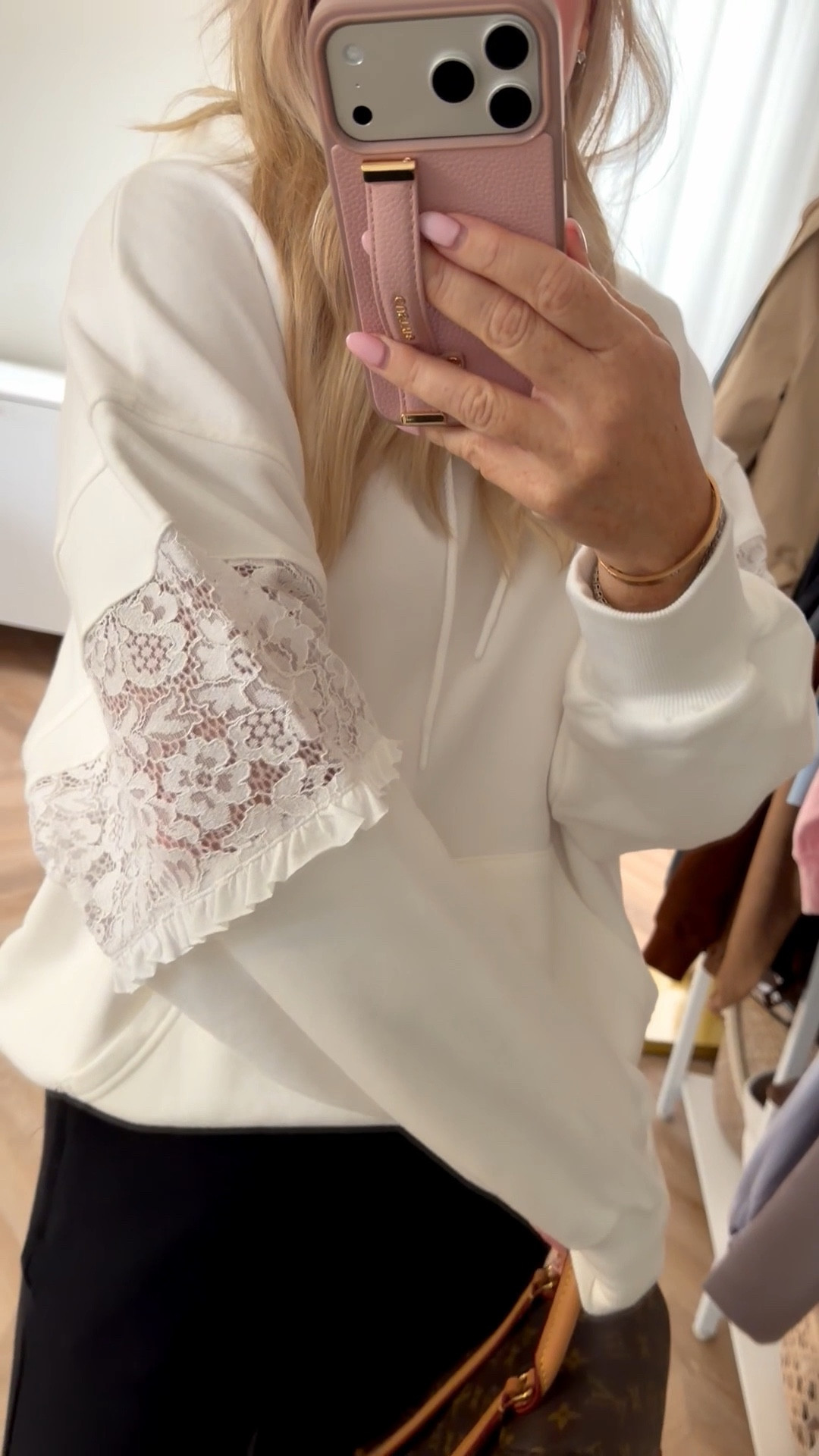 Target hoodie with the prettiest lace sleeve detail 🤍
• wearing a medium in the hoodie
• Spanx Zero Waistband pants in a small (tall) — a little long on me at 5’6, regular would work too use: LILLIEXSPANX.
• comfy sneakers for that easy sports-mom weekend look

Casual, cozy, cute… and this white hoodie is so good 🤍

Target fashion, white hoodie outfit, Spanx Zero Waistband pants, casual weekend outfit, comfy mom style


#LTKootd #LTKmomlife #LTKActive