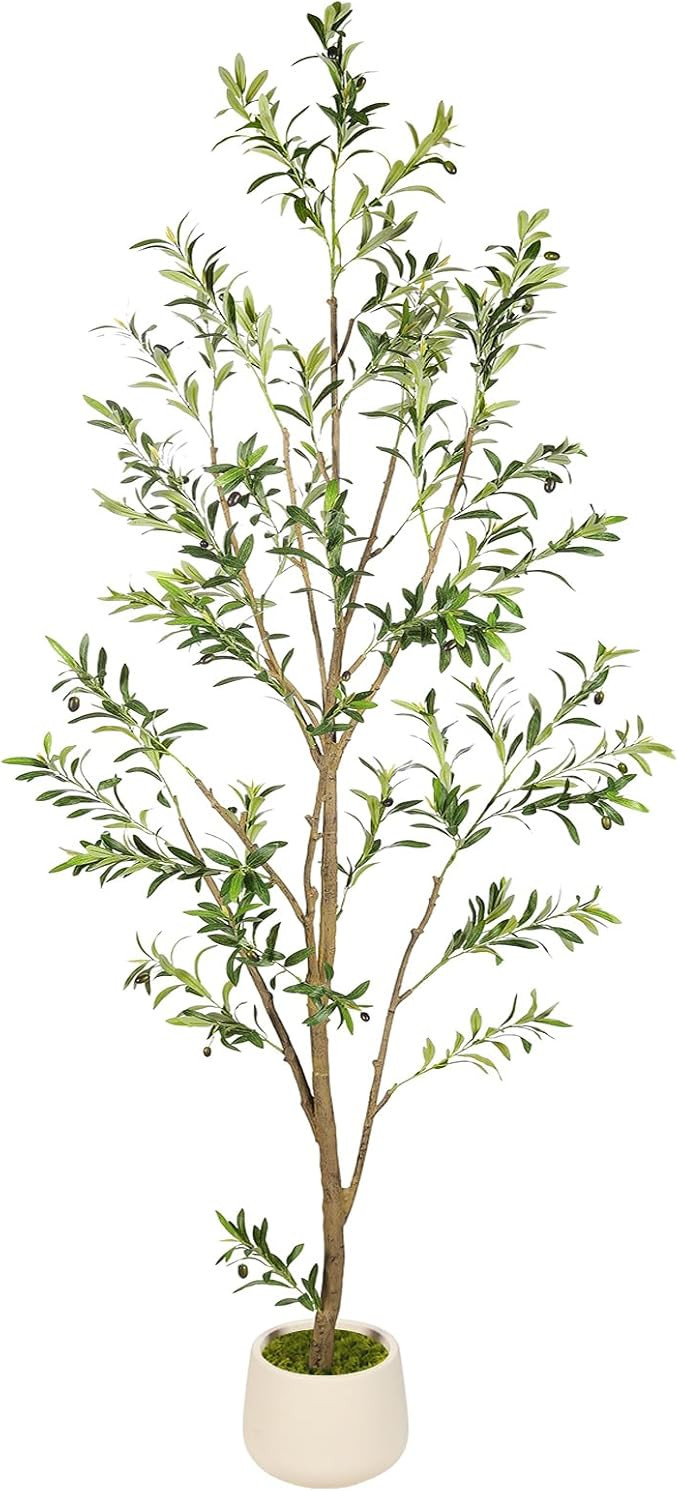 Olive Trees Artificial Indoor, 9FT Tall Faux Olive Tree (106in) with White Tall Planter, Artifici... | Amazon (US)