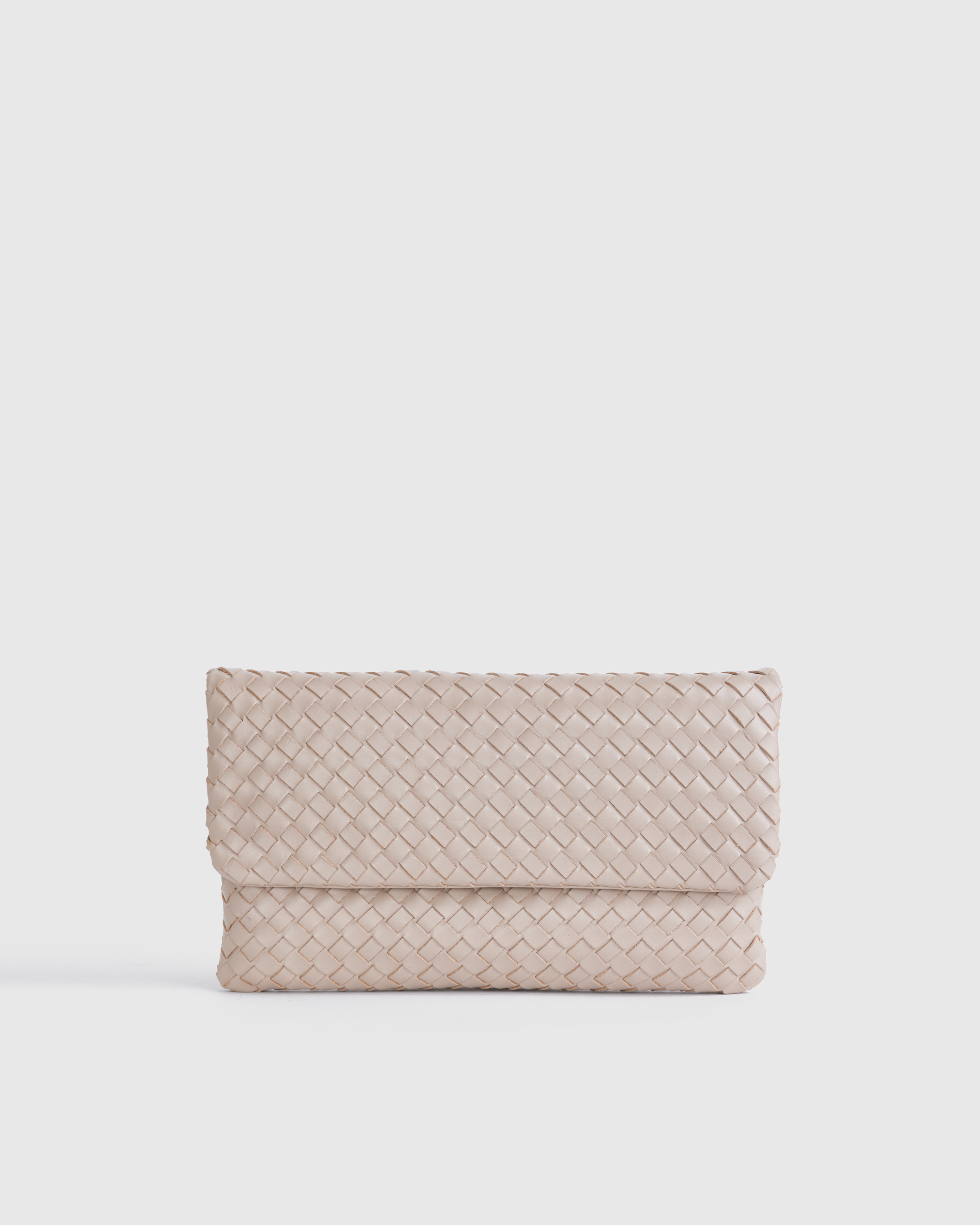 Quince | Women's Italian Leather Handwoven Convertible Clutch in Taupe | Quince