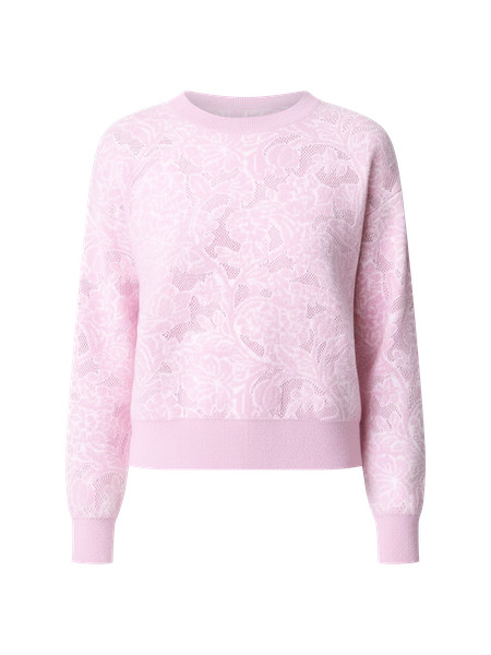 Weekend Collection Floral Jacquard Crew Neck Sweater | Ann Taylor