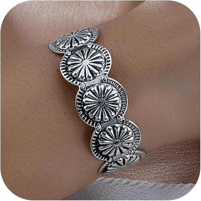 Long tiantian Western Bracelets for Women Turquoise Bracelet Silver Cuff Bracelets Gold Jewelry f... | Amazon (US)