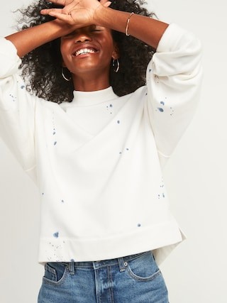 Oversized Mock-Neck French Terry Sweatshirt for Women | Old Navy (US)