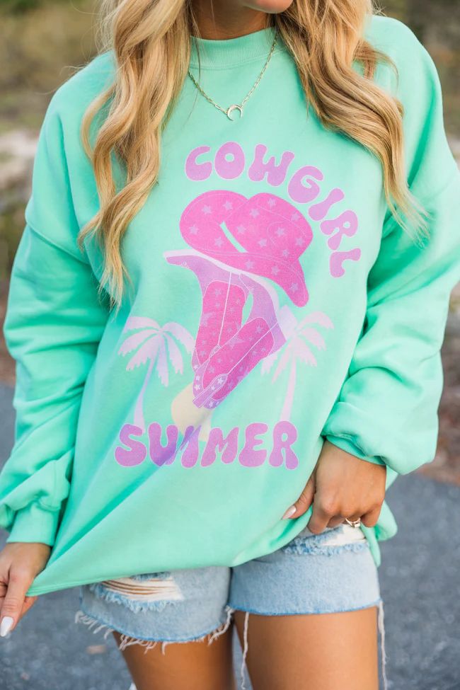 Cowgirl Summer Lime Oversized Graphic Sweatshirt | Pink Lily
