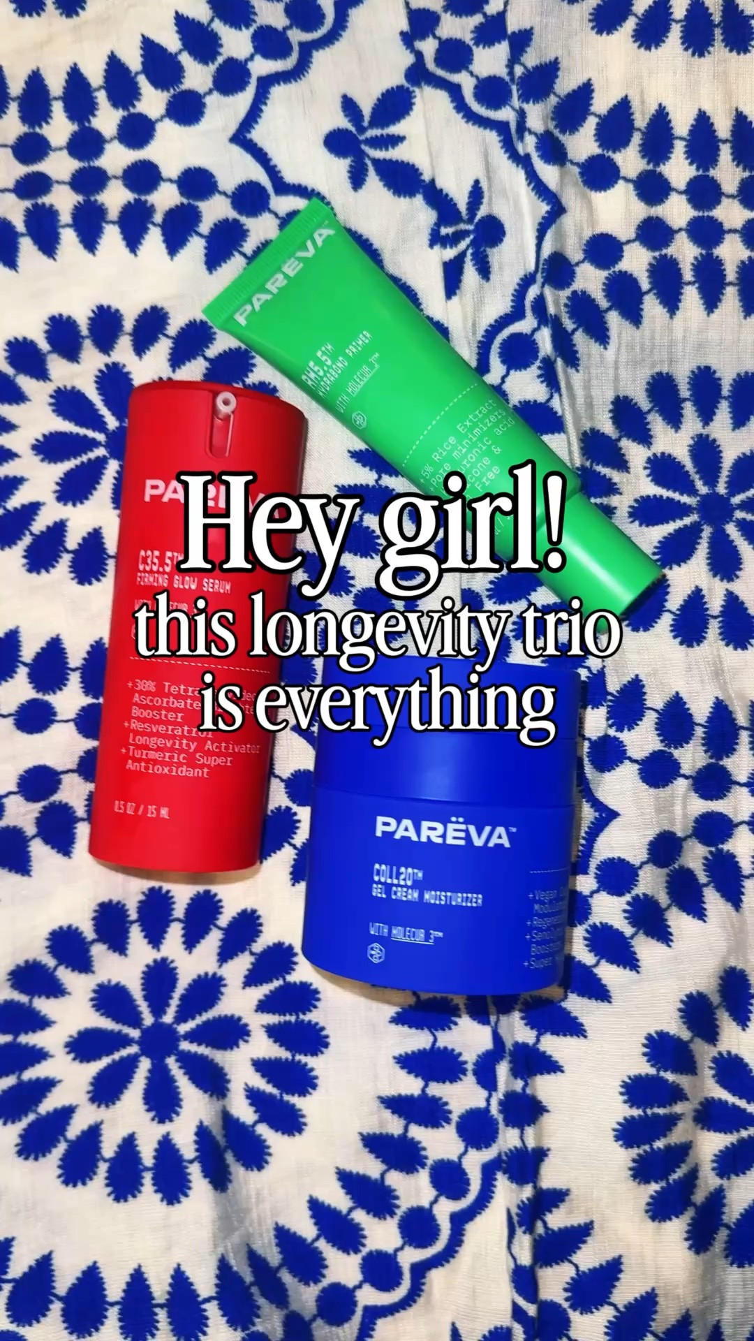 Hey girl! 👋 If your skin is looking tired, dull, saggy or not as firm as it used to be… this PARĒVA Total Age Rewind system is literally a game changer ✨
This 3-step anti-aging skincare routine includes:
•  C35.5 Firming Glow Vitamin C Serum (brightens + firms)
•  Coll20 Gel Cream Moisturizer (plumps + deeply hydrates)
•  RH5.5 Hydrabond Primer (minimizes pores + smooths)
@parevabeauty

#LTKBeauty #LTKmomlife #LTKdayinmylife