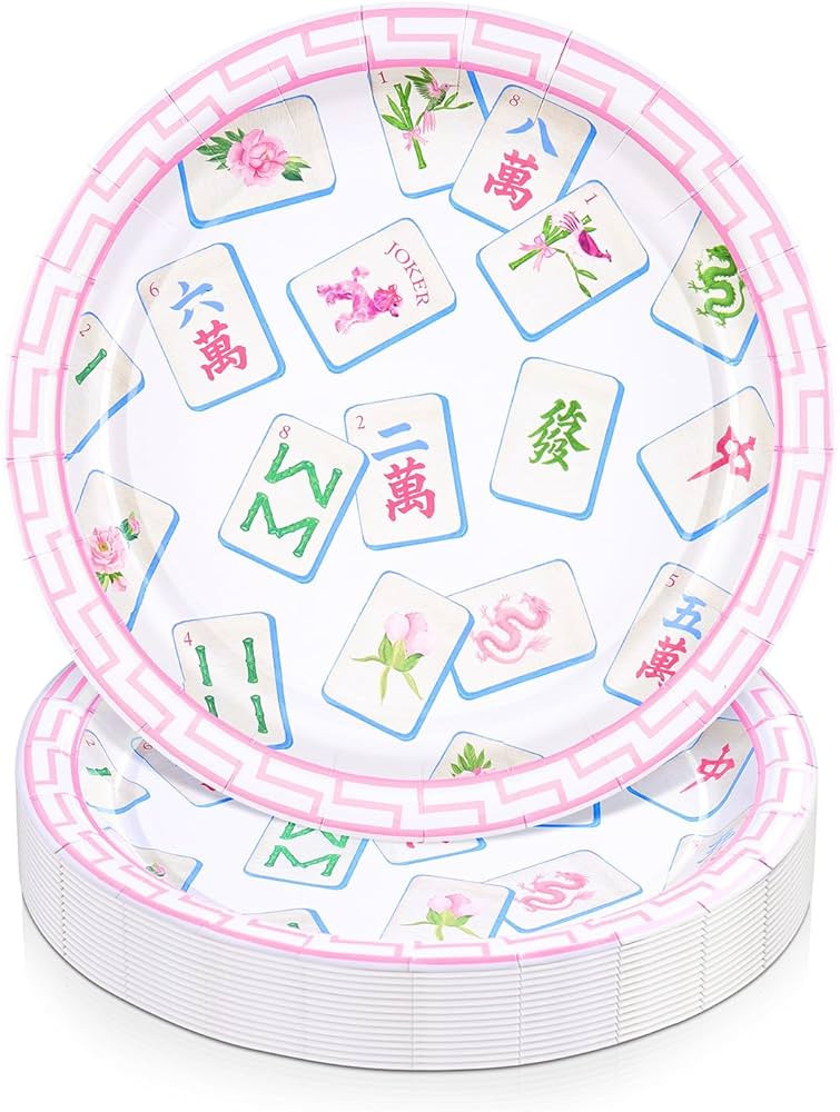 40pc Mahjong Party Plates, 7 Inch Mahjong Party Supplies-Decorative Paper Tableware for Home, Par... | Amazon (US)