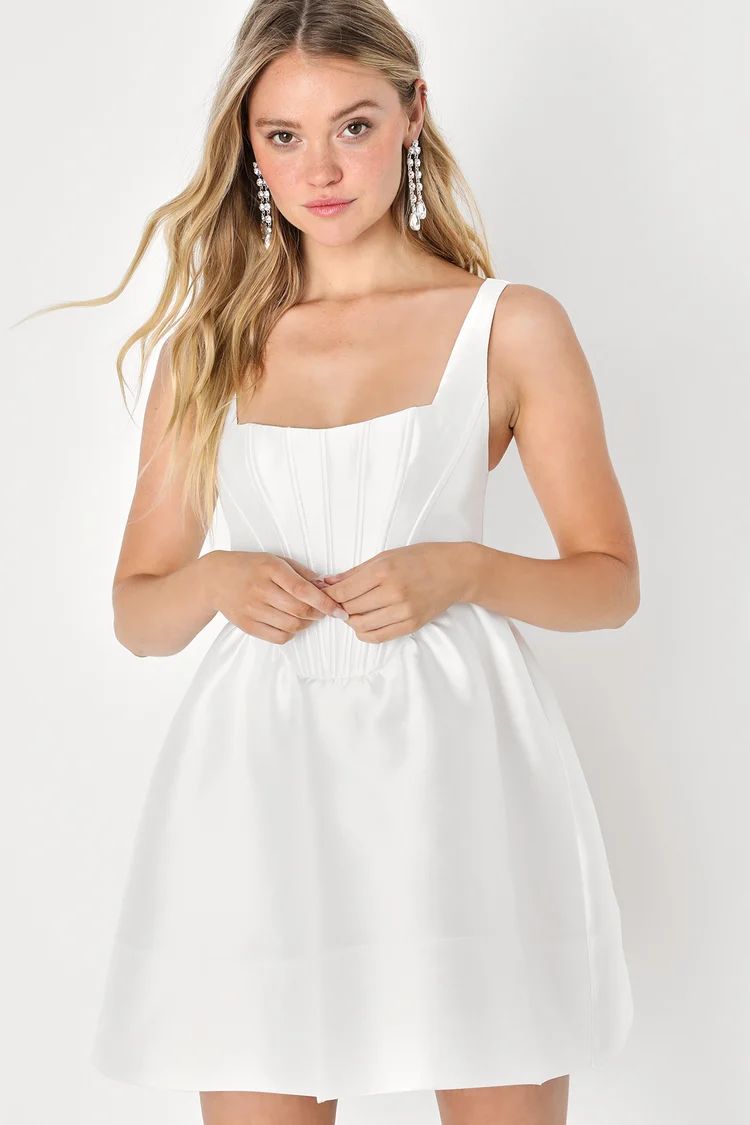 Bubbly Love White Taffeta Corset Mini Dress | Lulus