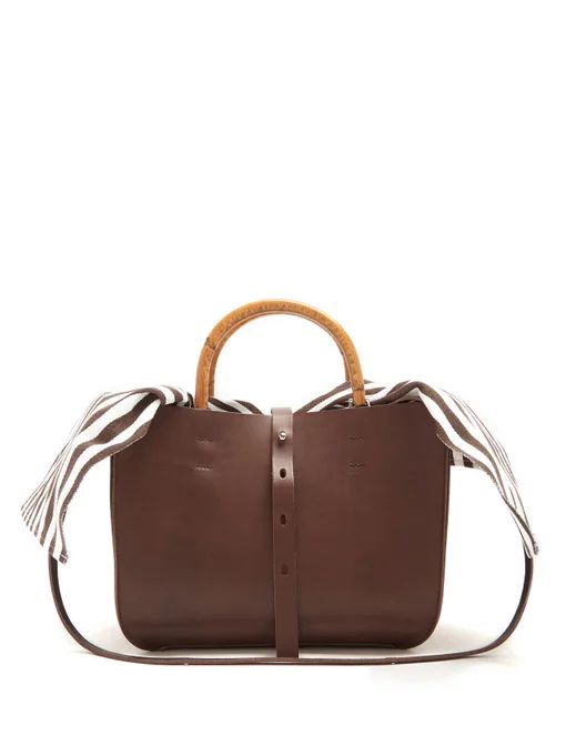 Marian striped-canvas and leather tote | Muuñ | Matches (UK)