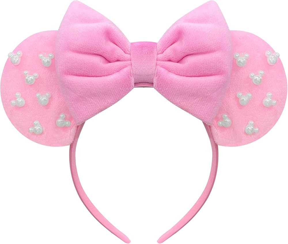 Pink Velvet Mouse Ears Headband for Women Girls Headband for Women Pink Headbands Minnie Ears Hea... | Amazon (US)