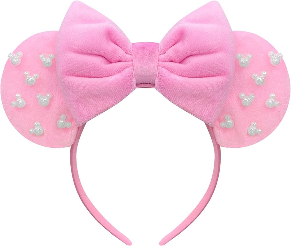 Pink Velvet Mouse Ears Headband for Women Girls Headband for Women Pink Headbands Minnie Ears Hea... | Amazon (US)