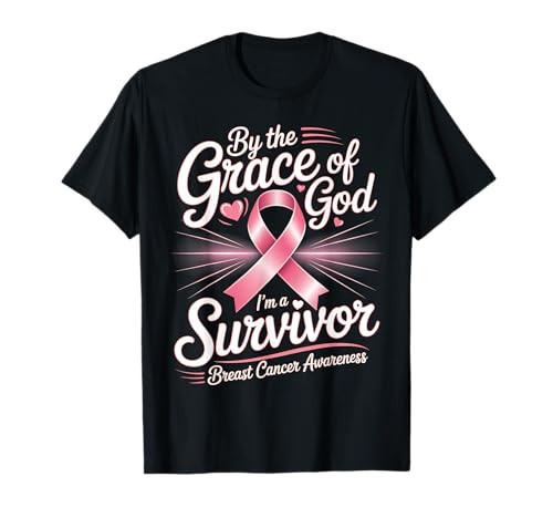 By The Grace God I'm A Survivor Breast Cancer Survivor T-Shirt | Amazon (US)