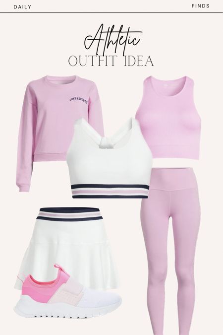 Athletic outfit idea / athleisure outfit idea / pink leggings / tennis skort / pink outfit 

#LTKSpringSale #LTKSeasonal #LTKfitness