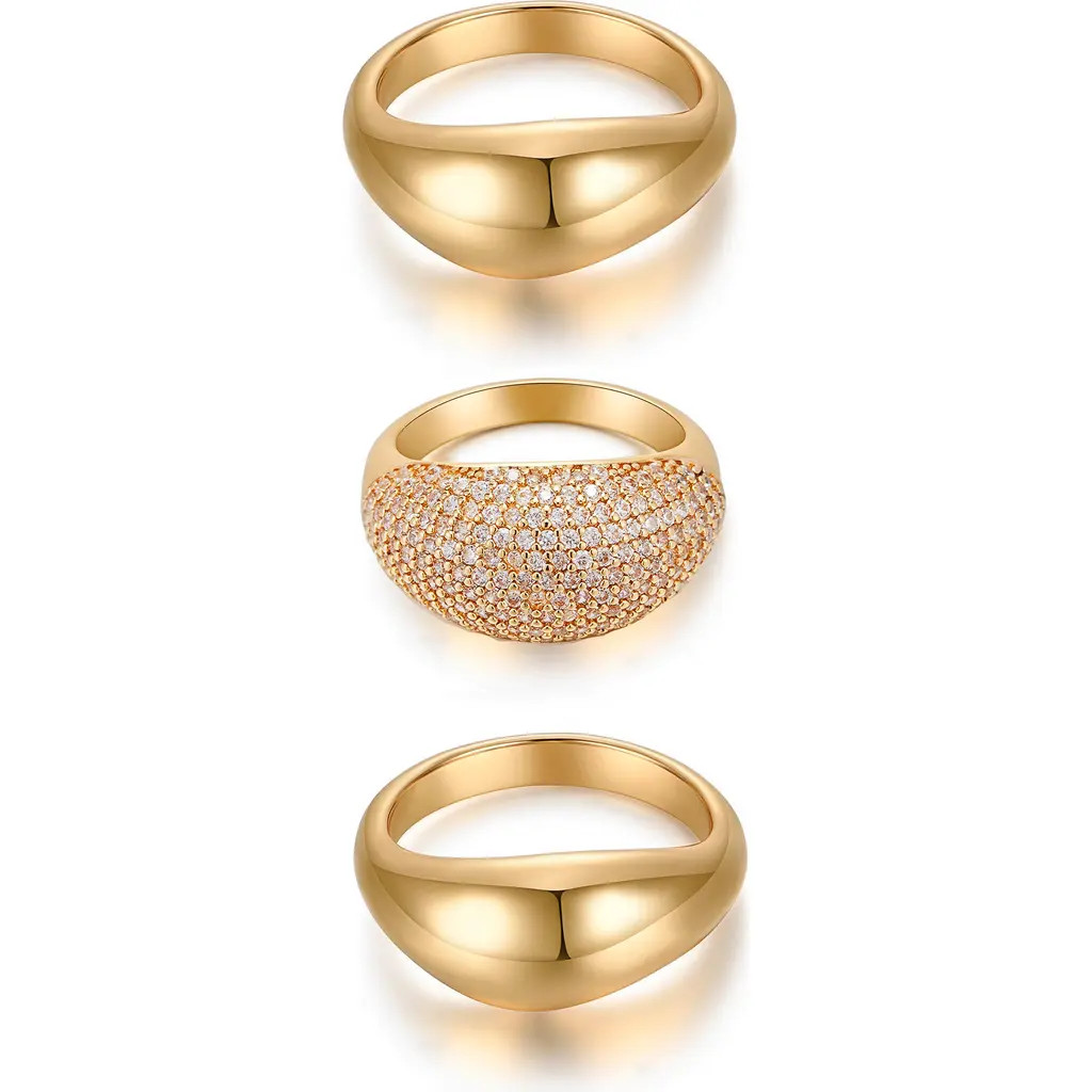 Ettika Timeless Glamour Set of 3 Rings in Gold at Nordstrom, Size 8 | Nordstrom
