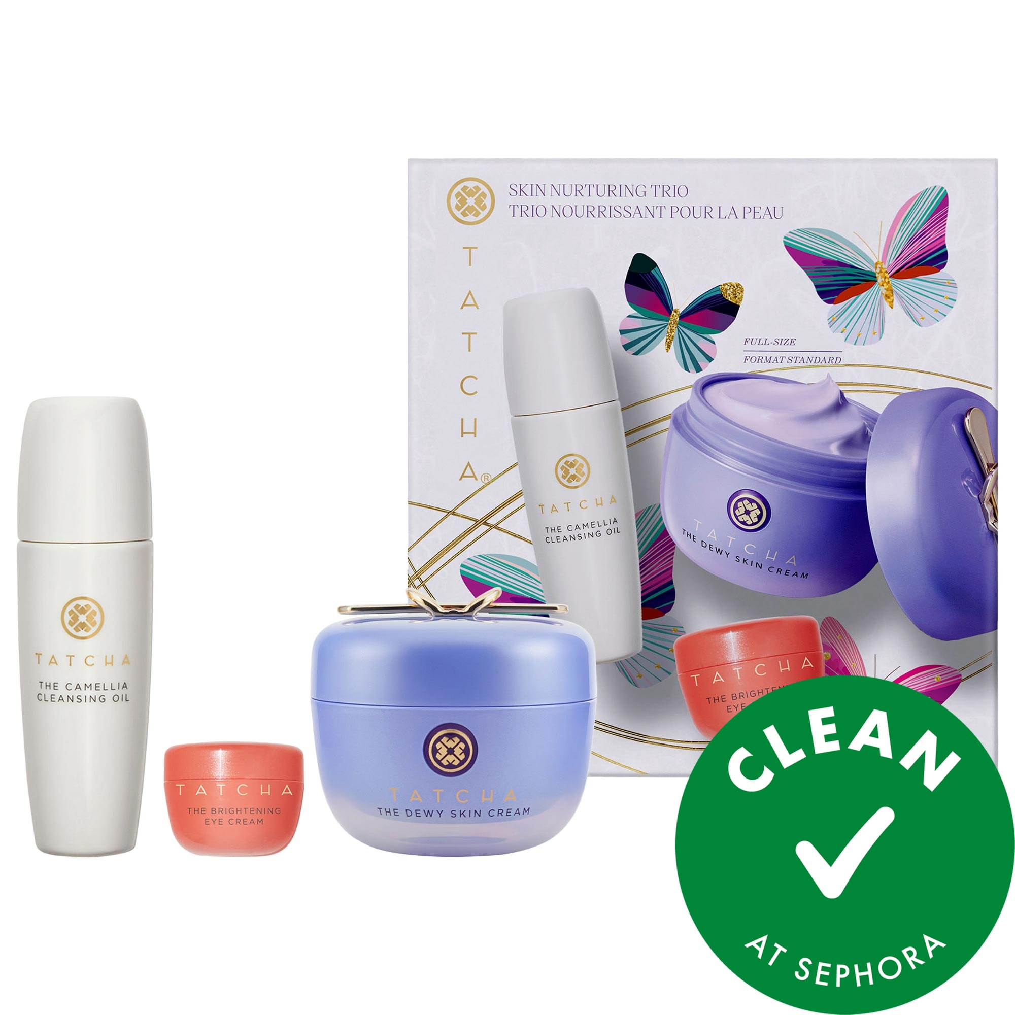 Tatcha Skin Nurturing Trio Set THE CAMELLIA CLEANSING OIL 1.7 fl. oz. THE DEWY SKIN CREAM 1.7 fl. oz. THE BRIGHTENING EYE CREAM 0.17 fl. oz./THE CAMELLIA CLEANSING OIL 50ML THE DEWY SKIN CREAM 50ML THE BRIGHTENING EYE CREAM 5ML | Sephora (CA)