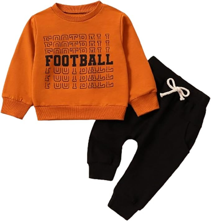 Kislio Infant Toddler Baby Boy Clothes Set Game Day Football Long Sleeve Pullover Sweatshirt Pant... | Amazon (US)