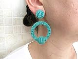Turquoise Hoop Earrings, Beaded Turquoise Hoop, Hoop Turquoise Earrings On Studs/Clips | Amazon (US)
