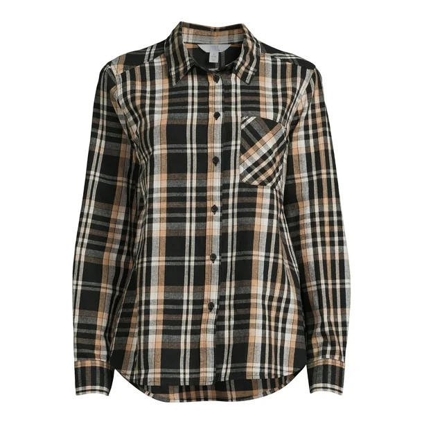 Time and Tru Women's Button Down Flannel Shirt, Sizes XS-3XL | Walmart (US)