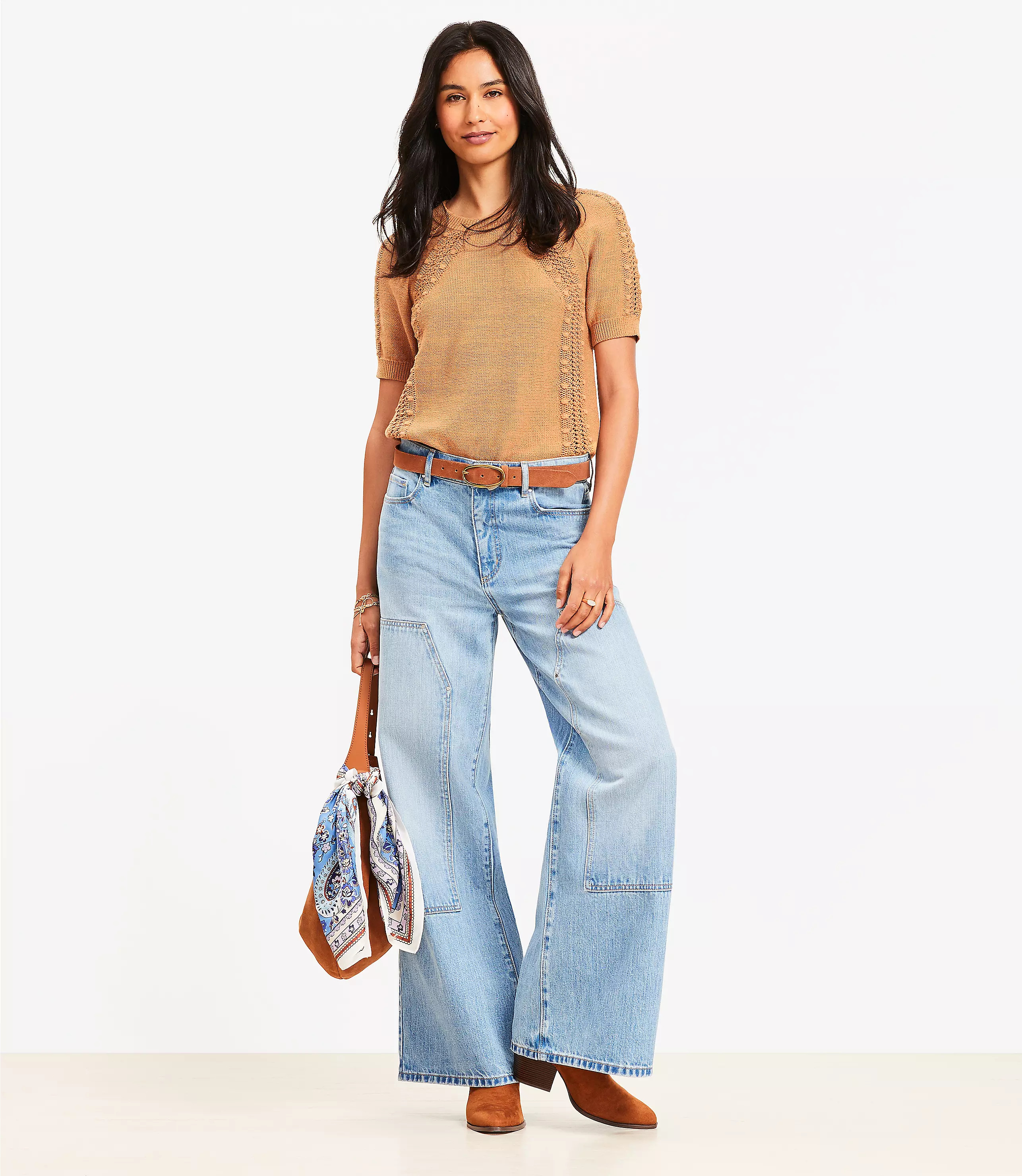 High Rise Wide Leg Carpenter Jeans in Classic Indigo Wash | LOFT