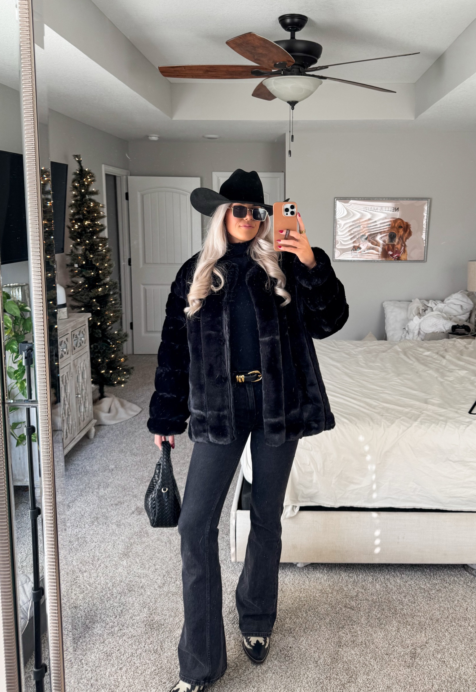 winter western chic 🖤🐦‍⬛ size 25 extra long in jeans (curve love!) also linking similar jeans if stock is an issue  size small in top + size 4 in faux fur coat — size down half size in cowboy boots :) 

#LTKFindsUnder50 #LTKSeasonal #LTKStyleTip