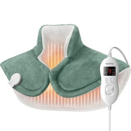 RENPHO Extra Large Heating Pad for Shoulders Neck and Back, 9 Temperature Settings, FSA/HSA Eligible, 19"x 24", Birthday Christmas Gifts for Women Men - Green | Walmart (US)