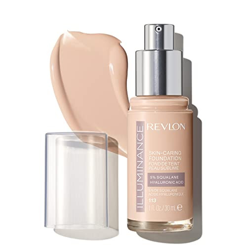 Revlon Illuminance Skin-Caring Liquid Foundation, Hyaluronic Acid, Hydrating and Nourishing Formula with Medium Coverage, 113 Ivory Beige, 1 fl oz | Amazon (US)