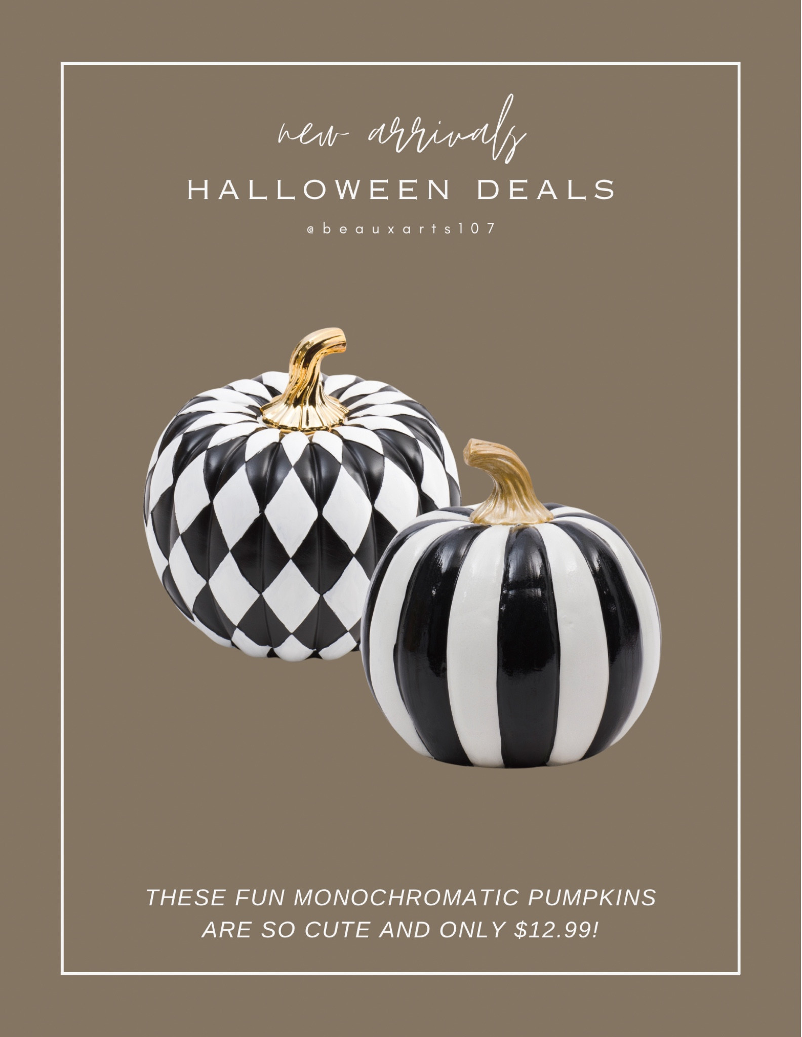 Fun monochromatic diamond checkered and stripe pumpkins for Halloween!

#LTKHome #LTKFindsUnder50 #LTKSaleAlert