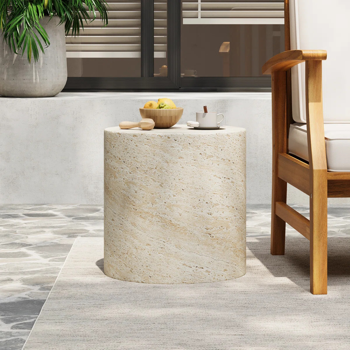 Belsy Light Weight Concrete Outdoor Side Table - Smooth Cylindrical Design | Wayfair North America