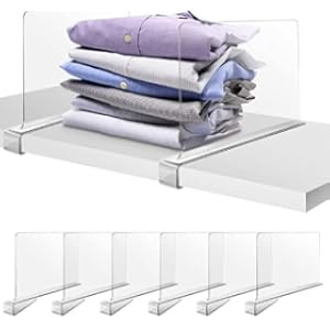 A & R 4 Pack Acrylic Shelf Dividers - Clear Vertical Closet Organizer Set for Kitchen Cabinets, Clos | Amazon (US)