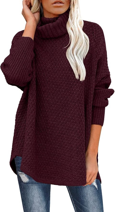 DOROSE Women's Oversized Turtleneck Long Sleeve Casual Pullover Knit Tunic Sweater | Amazon (US)