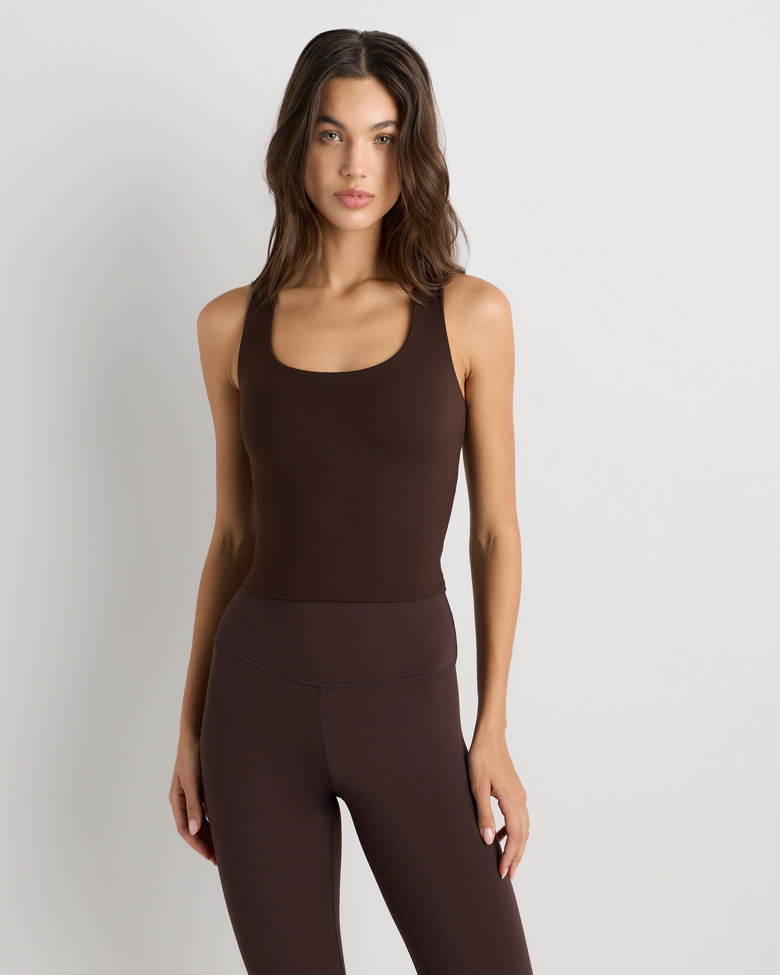 Quince | Women's Power-Up Scoop Neck Bra Tank Top in Black, Size Small, Nylon/Spandex | Quince