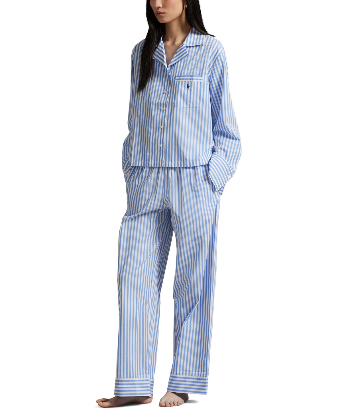 Polo Ralph Lauren Women's 2-Piece Long Sleeves Shirt and Pants Pajama Set - White Cloud | Macy's