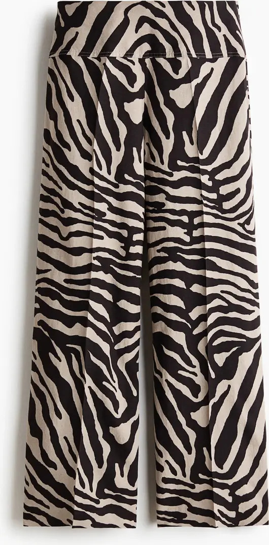 H&M Flared Linen-blend Trousers | Nordstrom | Nordstrom
