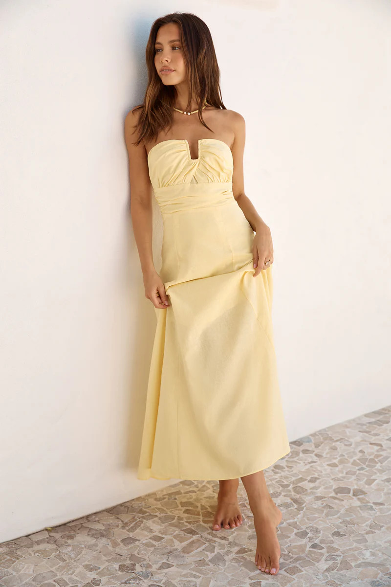Sunshine Bliss Strapless Maxi Dress Yellow | Fortunate One