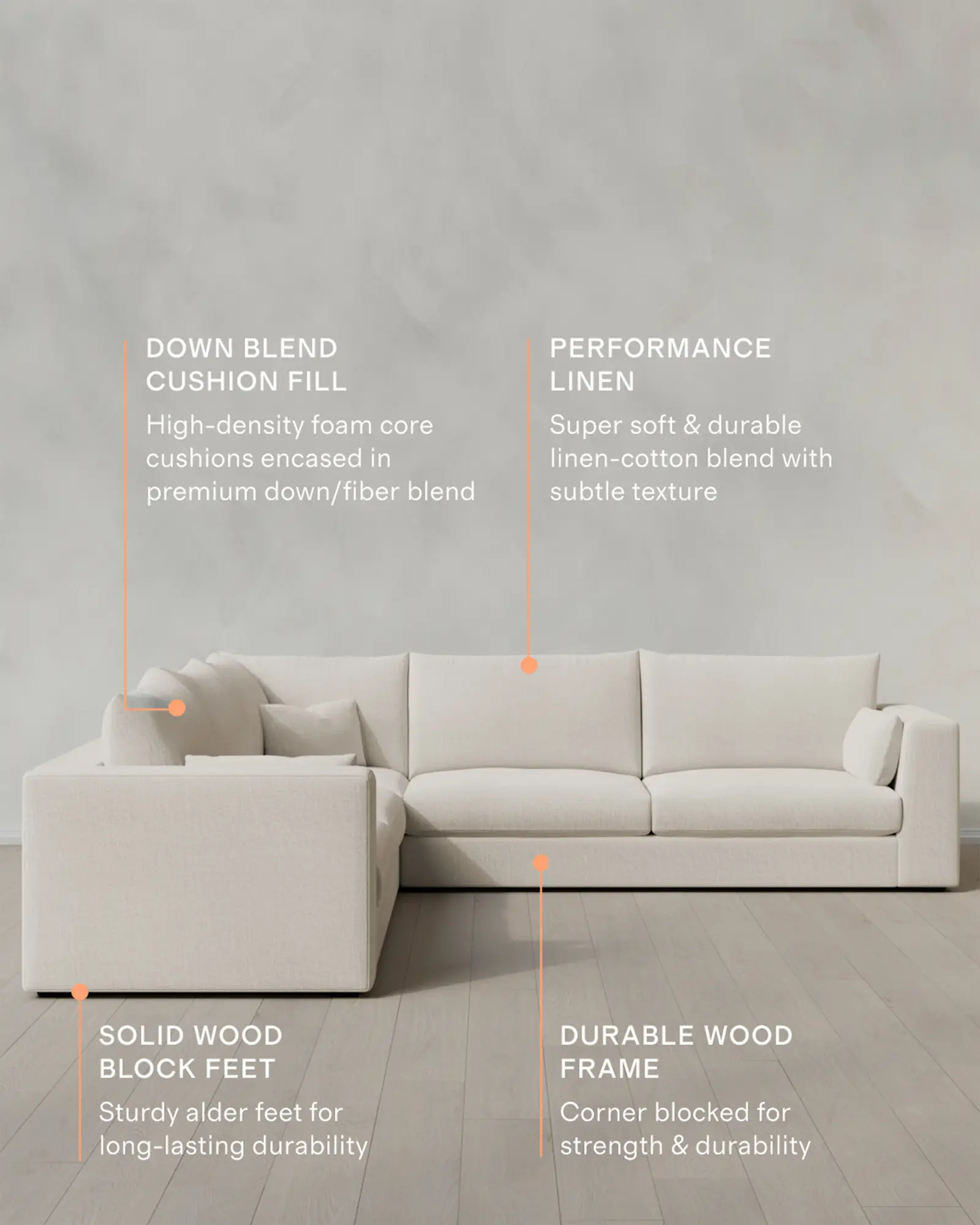 Oasis L Sectional in Performance Linen | Quince