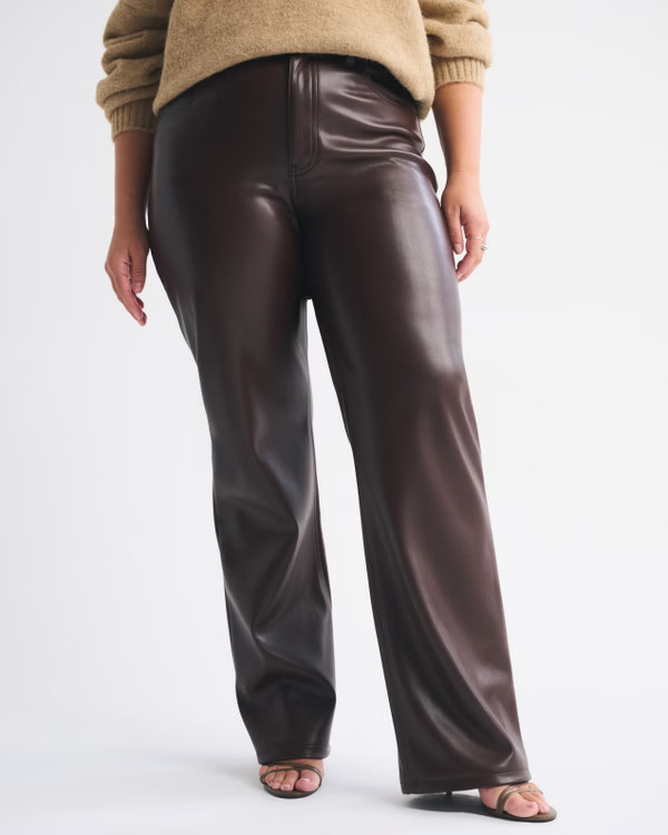 Curve Love High Rise 90s Relaxed Vegan Leather Pant | Abercrombie & Fitch (US)
