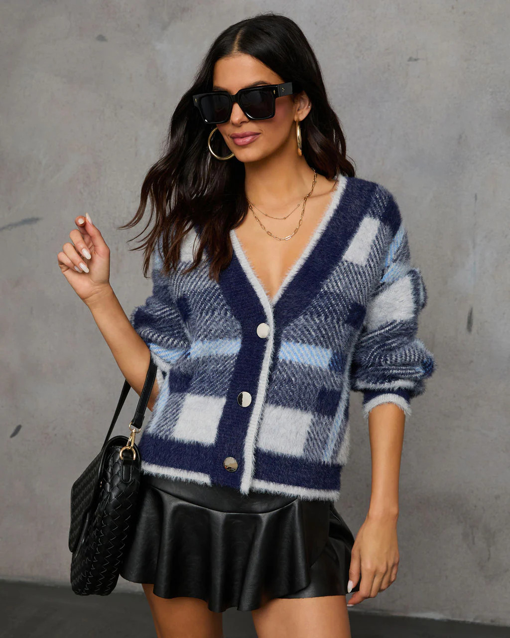 Taylor Plaid Fuzzy Knit Cardigan | VICI