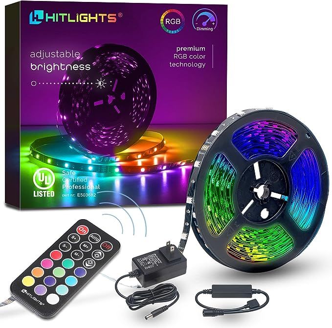 32.8ft LED Strip Lights, HitLights RGB 5050 Color Changing LED Light Kit Ultra Brighter 300LEDs F... | Amazon (US)