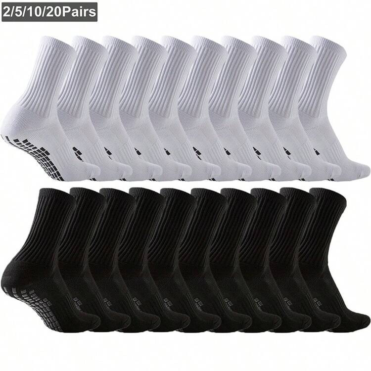 2/5/10/20 Pairs Men Cushion Crew Socks Sport Grip Socks Exercise Athletic Football Basketball Rug... | SHEIN