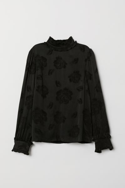 Jacquard-weave Blouse - Black - Ladies | H&M US | H&M (US + CA)