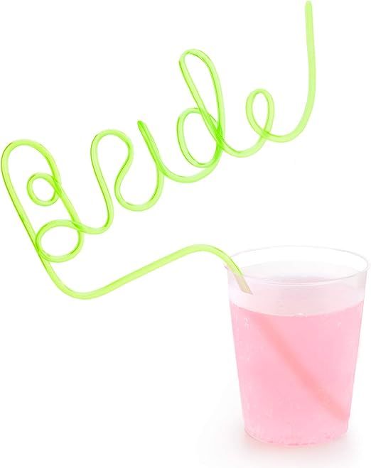 xo, Fetti Bachelorette Party XL Neon Green Bride Straw | Bridal Shower + Bachelorette Party Decor... | Amazon (US)