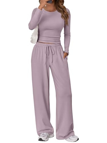 Trendy Queen Womens Two 2 Piece Matching Lounge Sets 2025 Early Fall Fashion Must Haves Y2K Workout Gym Clothes Comfy Airport Travel Vacation Luxury Outfits Sweatsuit Winter Clothing | Amazon (US)