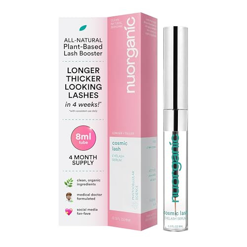 nuorganic 'Cosmic Lash' Eyelash Serum for Growth, Prostaglandin-Free, Natural, Longer, Thicker Lashes, Vegan, Hormone-Free, Lasts 4 Months, XL Bottle, 0.30 fl. oz / 8ml | Amazon (US)