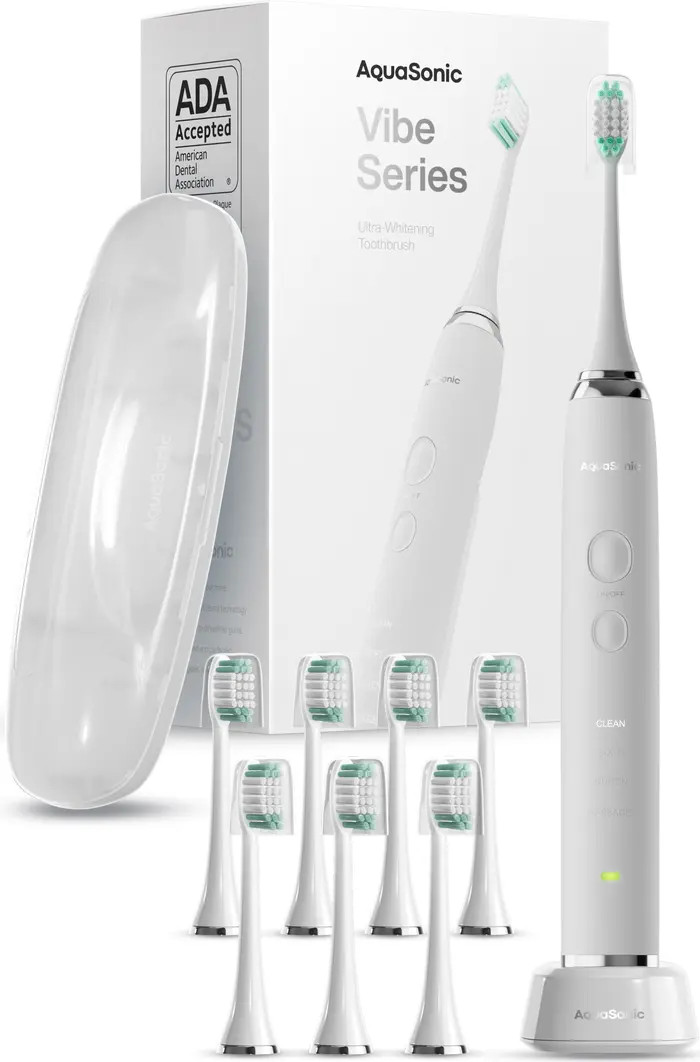 VIBE Series White UltraSonic Whitening Toothbrush with 8 DuPont Brush Heads & Travel Case | Nordstrom Rack
