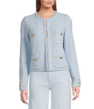 A Loves A Long Sleeve Button Cuff Crew Neck Front Pocket Cardigan | Dillard's | Dillard's