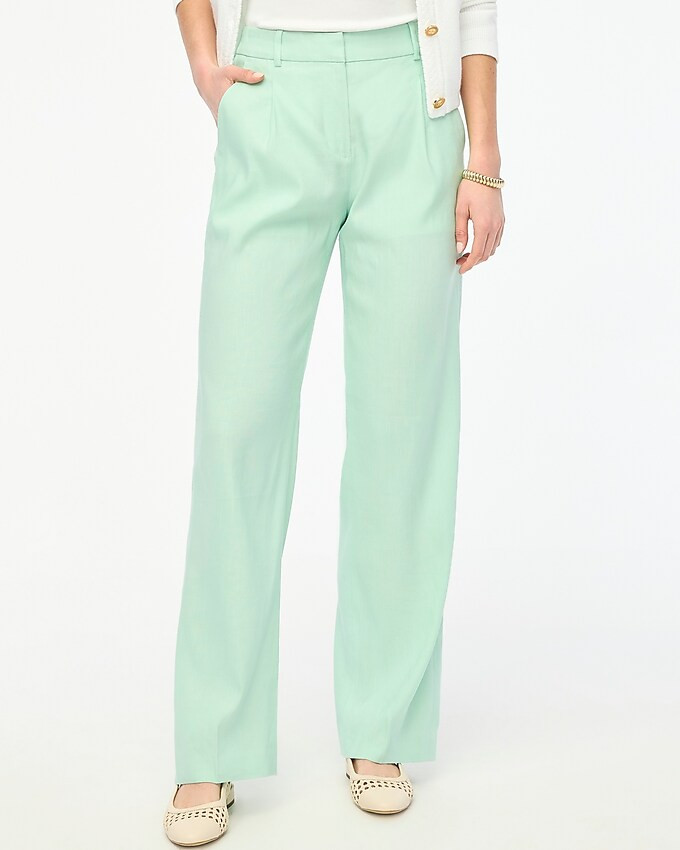 Linen-blend wide-leg pleated trouser pant | J.Crew Factory