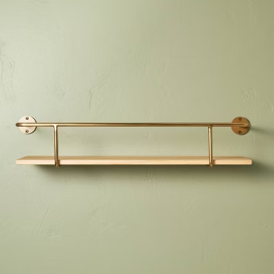 Wood & Brass Decorative Rail Wall Shelf - Hearth & Hand™ with Magnolia | Target