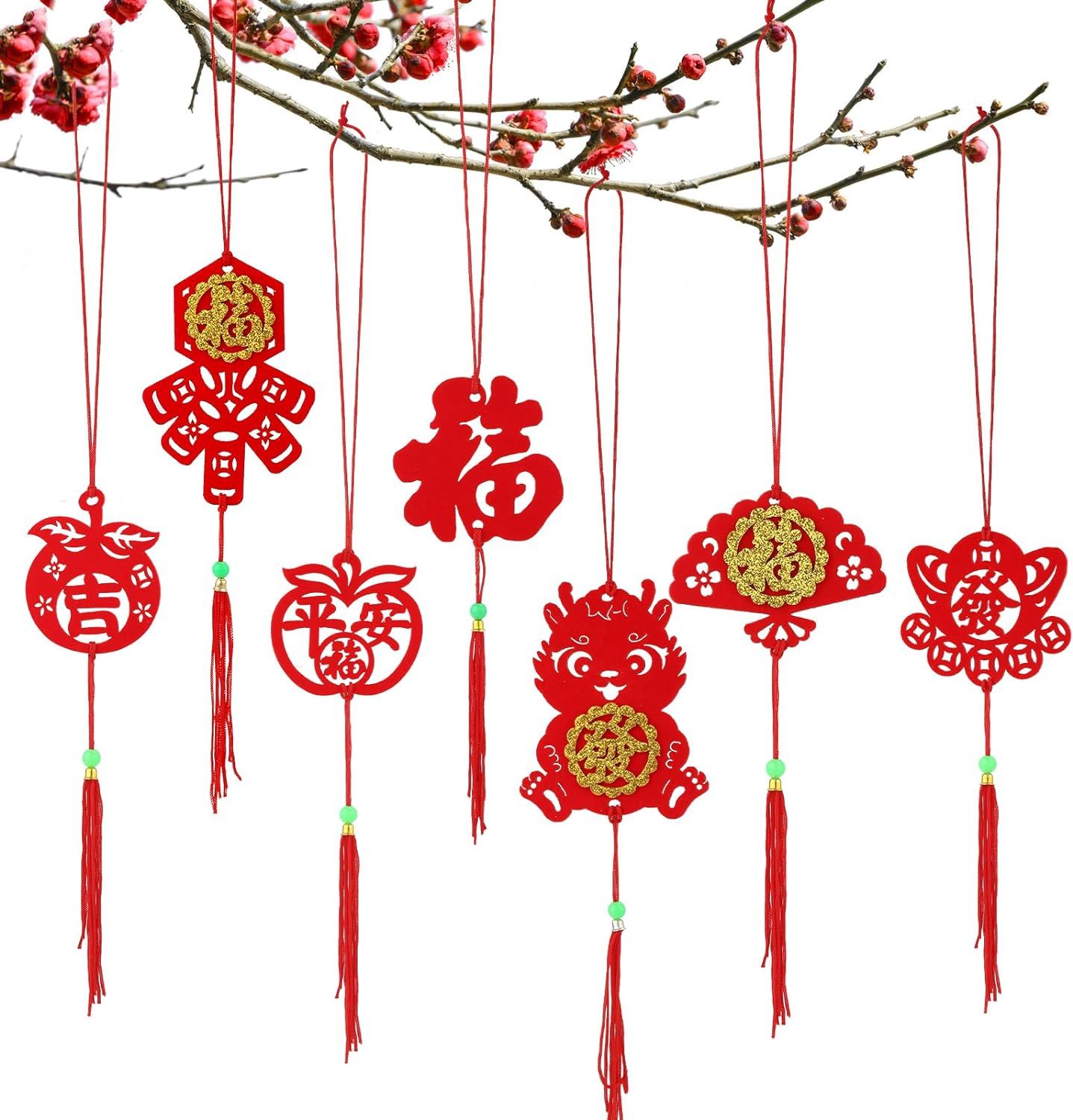 72pcs Chinese New Year Hanging Decorations, 10x2.4 Spring Festival Pendant Decorations 2024 Fortu... | Amazon (CA)