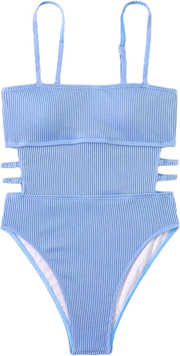 Hilinker Women's Ribbed One Piece Swimwear Cutout Tummy Control Bathing Suit | Amazon (US)