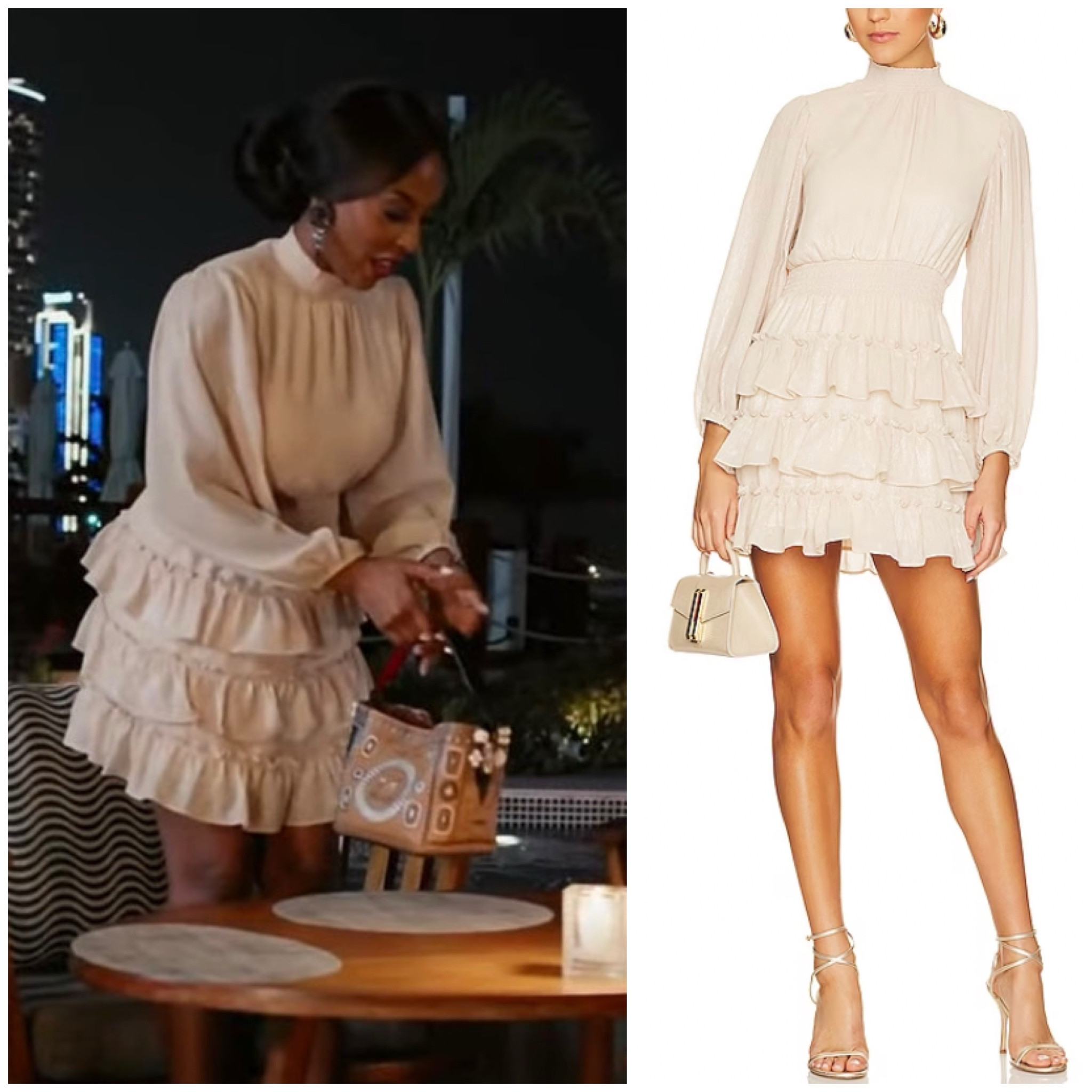 Caroline Brooks Beige Ruffle Dress